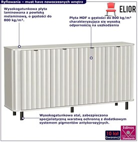 Biała długa ryflowana komoda na nóżkach W9-Z82