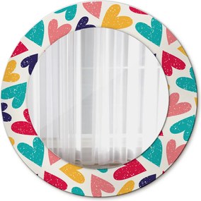 Lustro dekoracyjne okrągłe Kolorowe serca