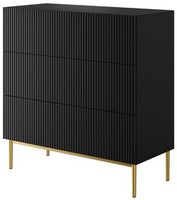Komoda z szufladami Nicole 100 cm - czarny mat / złote nóżki