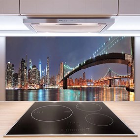 Szkło do Kuchni na Ścianę Most Nad Miejską Rzeką