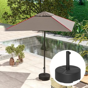 Outsunny Stojak na parasol z HDPE napełniany 18kg/20kg piasek woda, okrągły czarny | Aosom PL