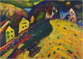 Obraz na szkle - Vasily Kandinsky, Houses at Murnau, reprodukcje (70x50 cm)