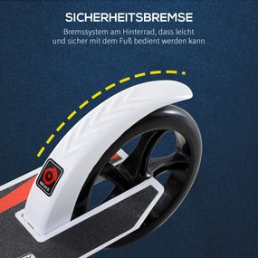 Homcom Hulajnoga Dziecięca z Amortyzacją Regulacja Wysokości Biała Aluminiowa | Aosom PL