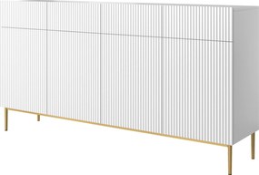 Komoda z szufladami Nicole 200 cm - biały mat / złote nóżki