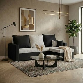 Narożnik z funkcją spania MADRIT Srebrny/Czarny