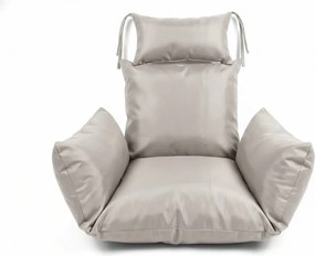 Białe wiszące krzesło KOKON bez stojaka, jasna poduszka