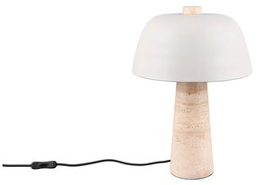 Biała/beżowa lampa stołowa z metalowym kloszem (wysokość 41 cm) Timba – Trio Select