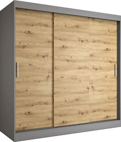 Szafa przesuwna 200 cm antracyt + dąb artisan F5-W16