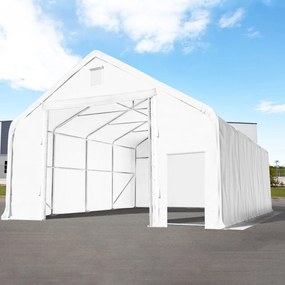 TOOLPORT 8x20m Hala namiotowa - 3 m wysokość ścian bocznych z 4x3,4m bramą, PRIMEtex 2300, biały, ze statyką (podłoże gruntowe) - (48685)