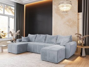 Masseno Narożnik MADISON z funkcją spania i pojemnikiem na pościel Narozniki U, Rozkładana sofa - Jasnoszary, PAROS 05