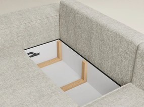 Beżowy rozkładany/ze schowkiem narożnik z tkaniny szenilowej (prawostronny/w kształcie litery L) Tonga – Maison de Rêve