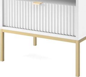 NAYA Stolik nocny S 54 biały | złoty stelaż