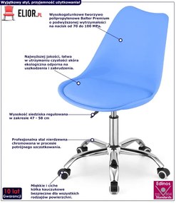 Niebieski młodzieżowe krzesło do biurka dla chłopca - Wioyra