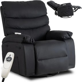 Fotel Masujący BRUCE Rozkładany Czarny Ekoskóra Nowoczesny