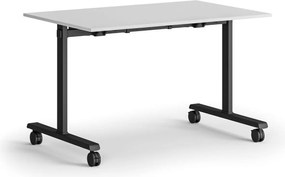 Mobilny stół MATCH, 120x80 cm, czarna podstawa, biały
