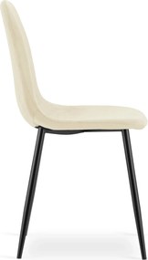 Jasnobeżowe tapicerowane krzesło na czarnych nogach W8-G02