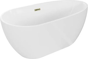Mexen Eos wanna wolnostojąca 150 x 75 cm, biała, przelew złoty - 52471507500-50