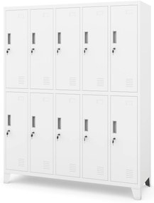 Szafa socjalna BHP ubraniowa 10-drzwiowa biała: BARTEK 1360 x 1720 x 450 mm