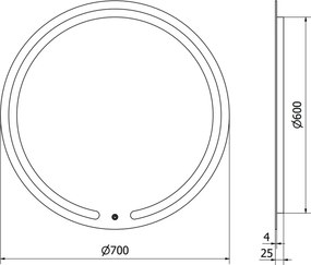Mexen Rose lustro łazienkowe podświetlane, okrągłe 70 cm, LED 6000K, antypara - 9810-070-070-611-00