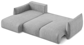 Jasnoszary rozkładany narożnik z tkaniny szenilowej (lewostronny/z szezlongiem) Leila – Makamii