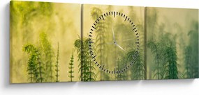 Obraz - Szczegół wiosennej mglistej przyrody (z zegarem) (90x30 cm)