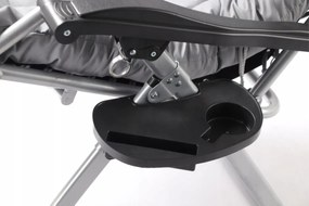 Leżak ogrodowy składany Solano TDC01 z poduszką i uchwytem na napoje, szary