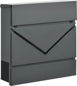 HOMCOM Skrzynka na Listy z Pokrywą, 2 Otwory Odpływowe, Stal, z Zamkiem, Szara