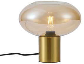 Designerska lampa stołowa mosiężna z bursztynowym szkłem - UmbrellaDesignerski Oswietlenie wewnetrzne