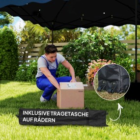 Outsunny 3 x 3 m Pawilon Pop-up, Regulowany na Wysokość, z Torbą na Kółkach, do Ogrodu, Tarasu, Metal, Tkanina, Granatowy