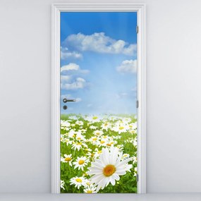 Fototapeta na drzwi - Kwitnąca łąka ze stokrotkami (95x205cm)