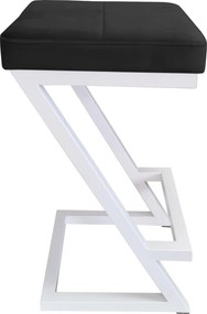 Hoker ZETA krzesło barowe tkanina Welur podstawa metalowa LOFT : Kolor Stelaża - Biały, Kolor tkaniny - VELVET - MG19