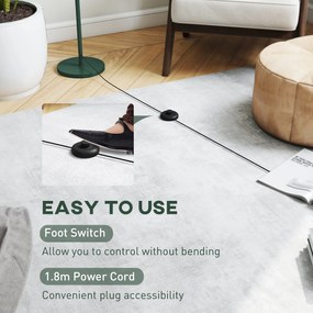 HOMCOM Lampa podłogowa, okrągły klosz, sterowanie nożne, długi kabel, elegancki design, stal, zielona