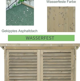 Outsunny szafka ogrodowa drewno szafka na narzędzia 4 półki z asfaltowym dachem szara