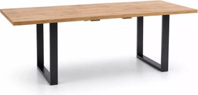 Stół rozkładany Mareo 160-210x90 z laminowanego blatu w kolorze dąb wotan ze stalową czarną podstawą