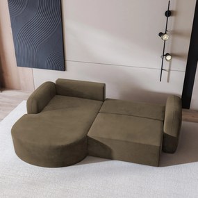 Masseno Narożnik AMILIA z funkcją spania i pojemnikiem na pościel Narozniki L, Rozkładana sofa - Beżowy, MONOLITH 09