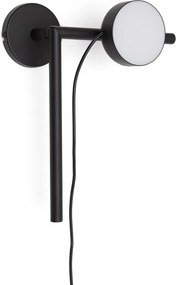 Czarny metalowy kinkiet LED ze ściemniaczem do kontaktu Orey – Kave Home