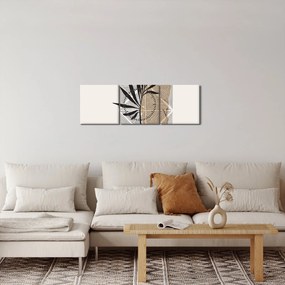 Obraz - Abstrakcja z tropikalnymi liśćmi N⁰1 (z zegarem) (90x30 cm)