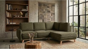 Zielony sztruksowy rozkładany narożnik (prawostronny) Tori – Bonami Selection