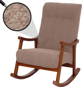 Fotel bujany MCW-K10,  taupe, rama w kolorze orzecha włoskiego