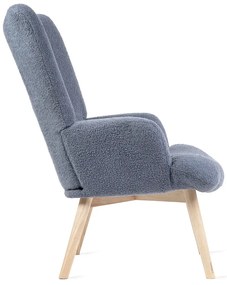 Fotel tapicerowany MOSS w tkaninie TEDDY BOUCLÉ granatowy HOMLA