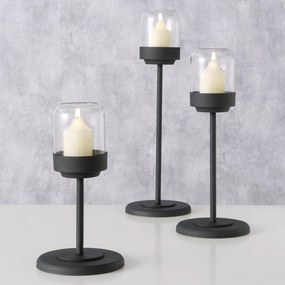 Zestaw metalowych lampionów ze szklaną kopułą SENZA, 3 szt
