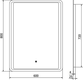 Mexen Zusa lustro łazienkowe podświetlane 60 x 80 cm, LED 6000K, antypara - 9808-060-080-611-00