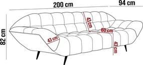 Sofa GAPPA 2 osobowa wolnostojąca w tkaninie MONOLITH 37 WERSAL