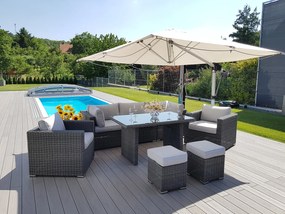 Rattanowy zestaw jadalniany zmienny SEVILLA dla 7 osób (antracyt)
