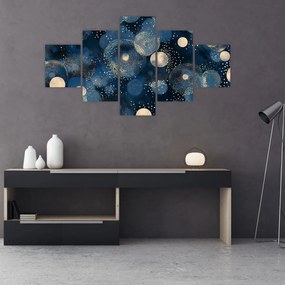 Obraz - Niebiesko-złote pierścienie (125x70 cm)