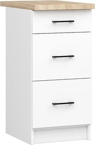 Szafka kuchenna AKORD S40 z blatem system OLIWIA Biała 40 cm 3 szuflady kolor Biały mat 40x46x85 cm