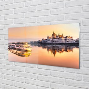 Szklany Panel Statek o Zachodzie Słońca