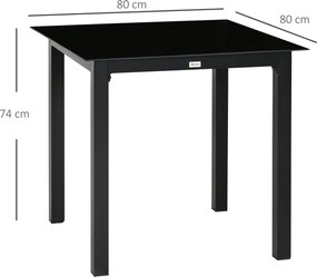Outsunny Stolik ogrodowy Stolik Outdoor, Stolik do salonu zewnętrznego, odporny na warunki atmosferyczne, 80 x 80 x 74 cm, Czarny
