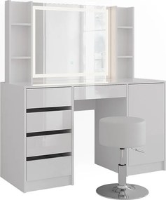 Stół do toalety biały/biały wysoki połysk 128.2x50.1x76 sherry