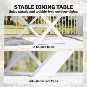 Outsunny Zestaw Mebli Ogrodowych 7-częściowy Stół z 6 Stapelowymi Krzesłami Drewnopodobne Aluminium Teak | Aosom PL